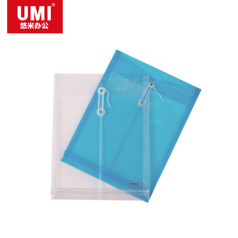 悠米(UMI)透明缠扣文件袋档案袋，竖式，A4 W08003C透明